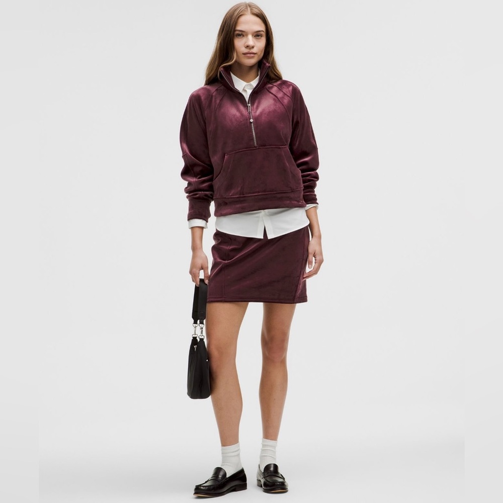 NWT Lululemon Oversized Funnel-neck Half zip scuba velvet garnet red -XL/XXL